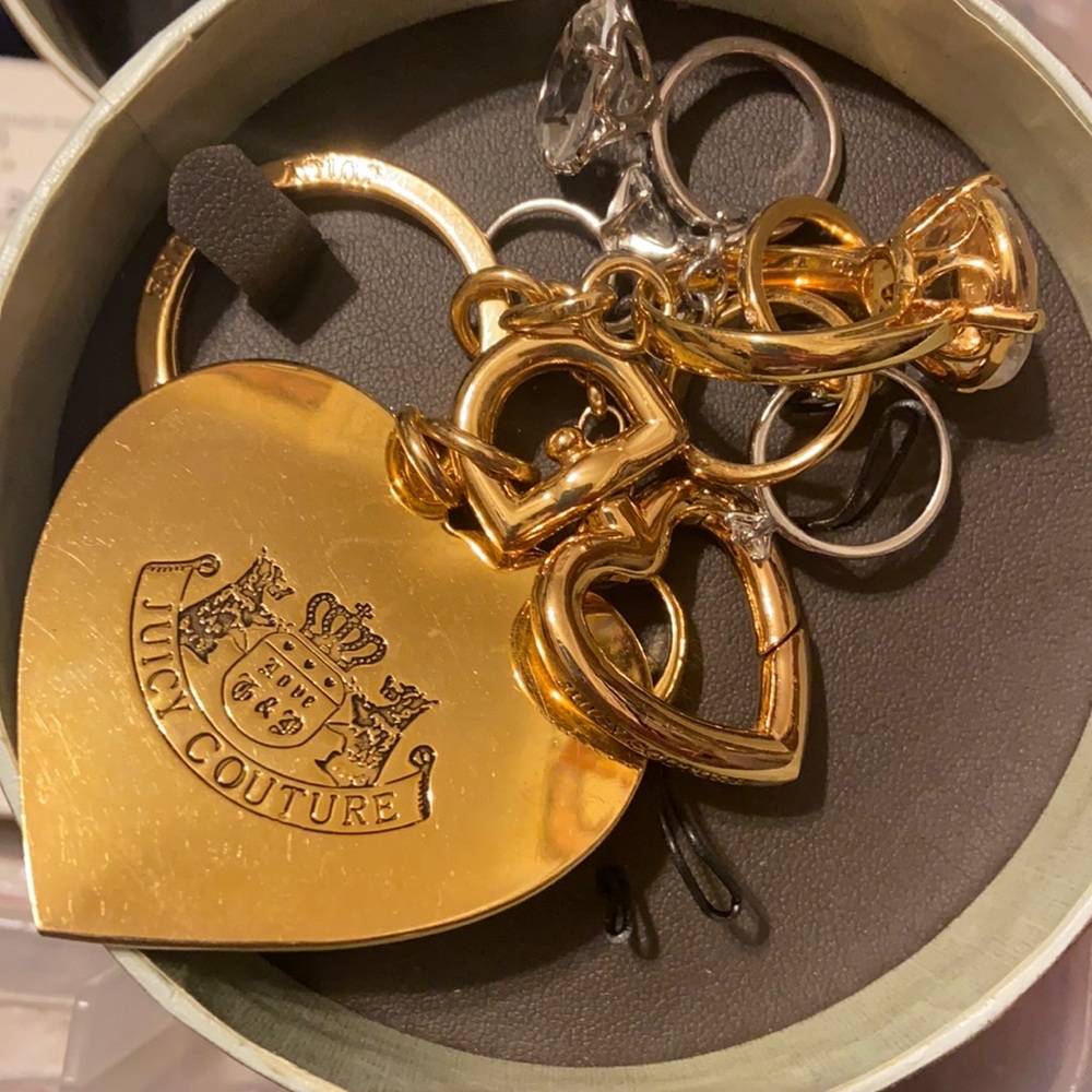 Vintage Juicy Couture Y2K Keychain PURSE FOB MULTI Engagement Ring CHARMS RARE